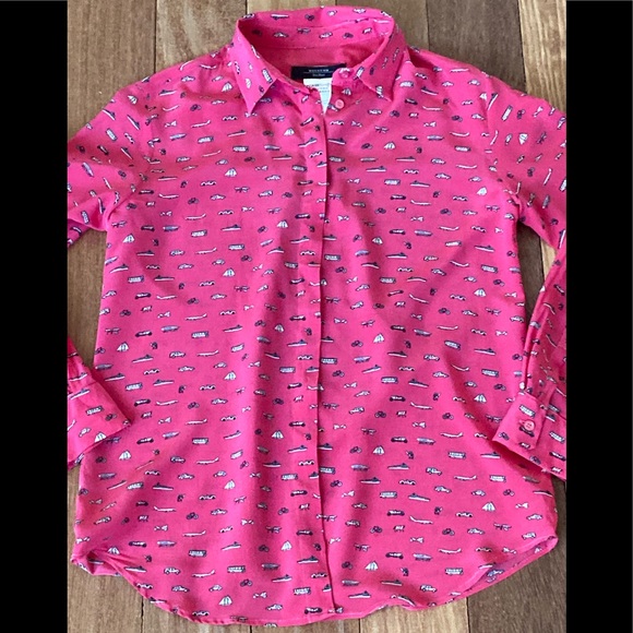Weekend Max Mara Silk Graphic Print Pink Blouse - Picture 8 of 9